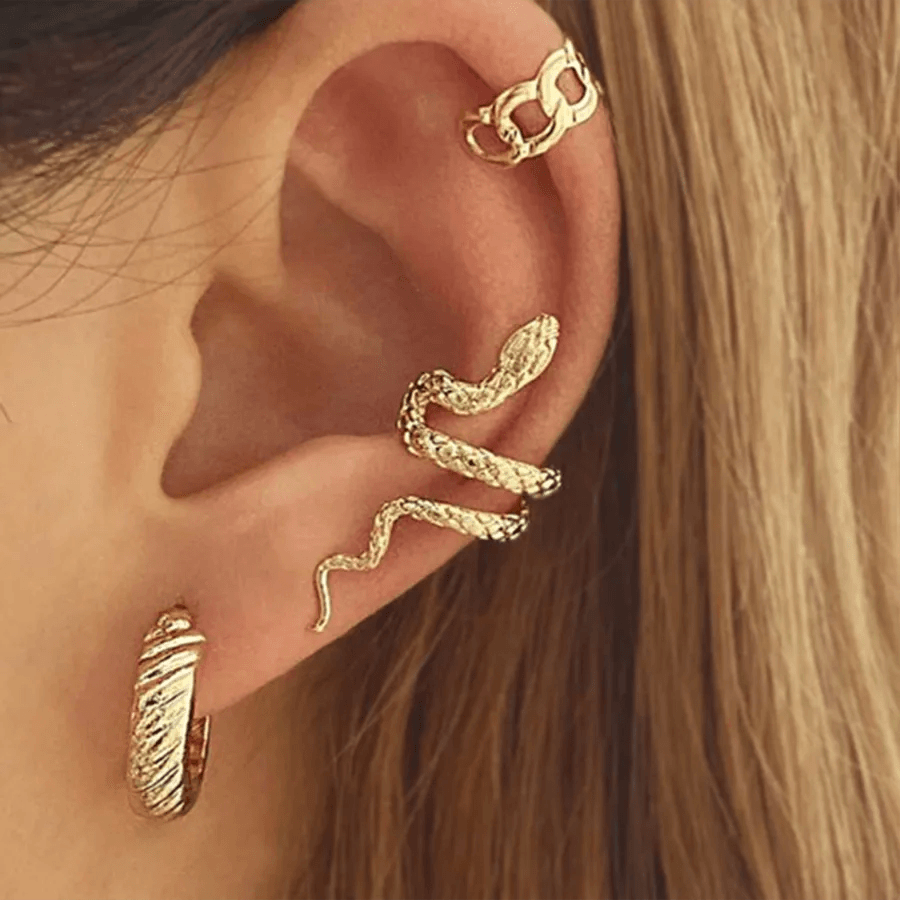 1 Piece Simple Style Artistic Snake 304 Stainless Steel Ear Cuffs - Lilah jewellery boutique 