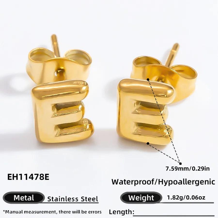 1 Pair Simple Style Letter Plating 304 Stainless Steel 18K Gold Plated Ear Studs - Lilah jewellery boutique 