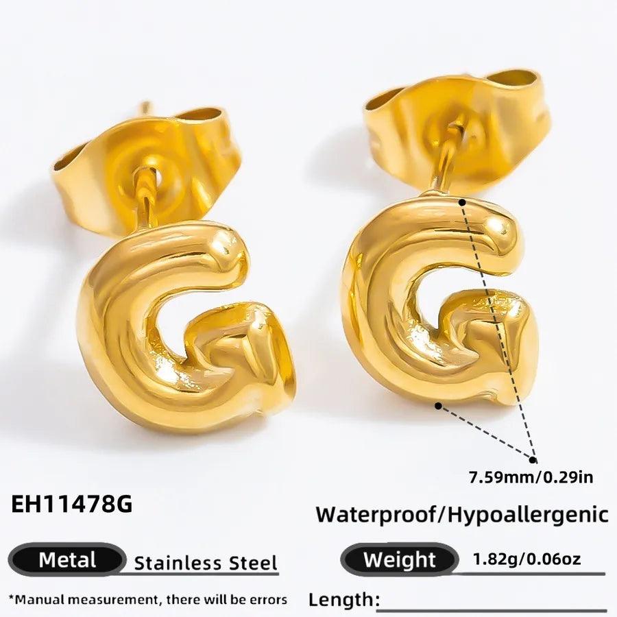 1 Pair Simple Style Letter Plating 304 Stainless Steel 18K Gold Plated Ear Studs - Lilah jewellery boutique 