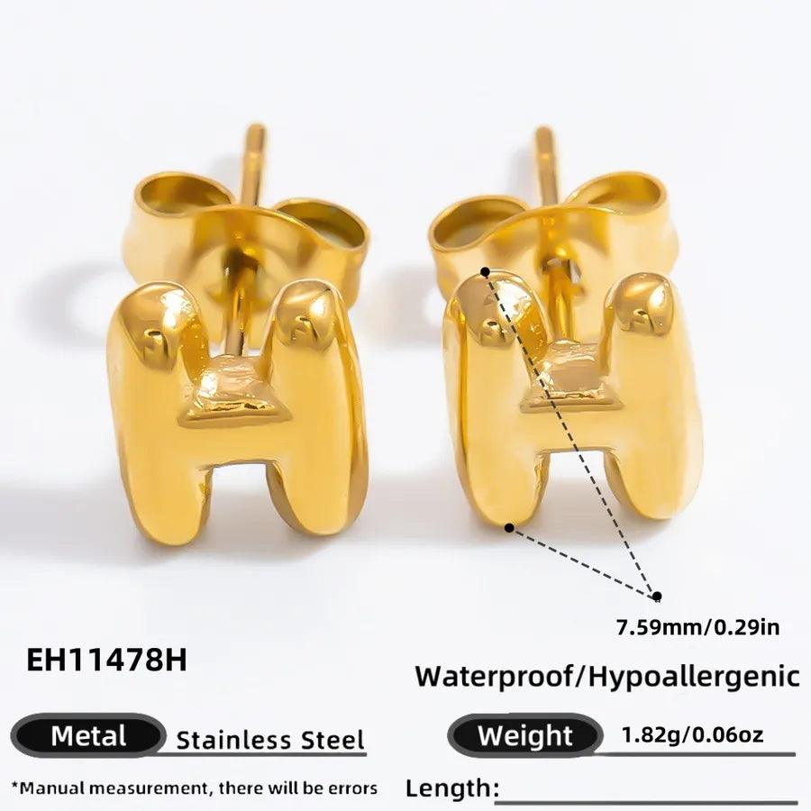 1 Pair Simple Style Letter Plating 304 Stainless Steel 18K Gold Plated Ear Studs - Lilah jewellery boutique 