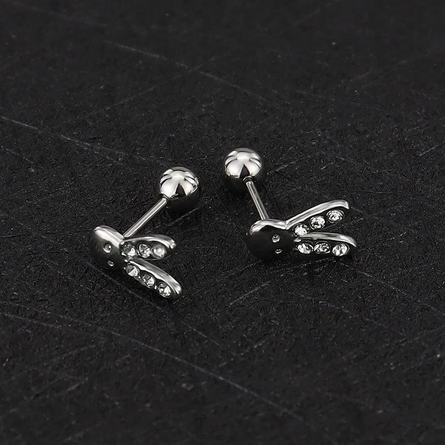 1 Piece Simple Style Commute Geometric Plating Titanium Steel Ear Studs - Lilah jewellery boutique 