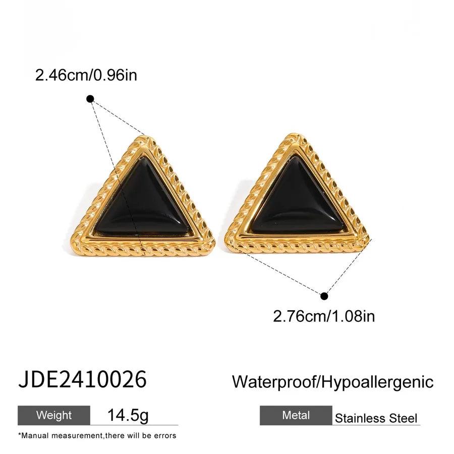 Σκουλαρίκια Triangle Water Droplets 304 Stainless Steel Agate Ear Studs - Lilah jewellery boutique 