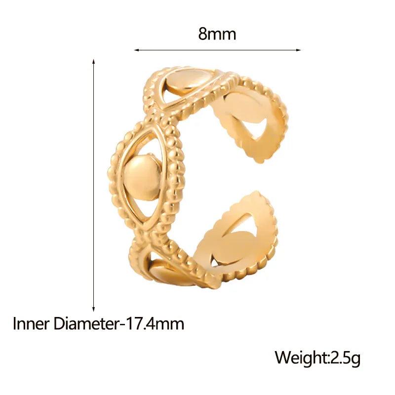 Wholesale Jewelry Fashion Eye 304 Stainless Steel 18K Gold Plated Plating Hollow Out Stainless Steel Rings - Lilah jewellery boutique 