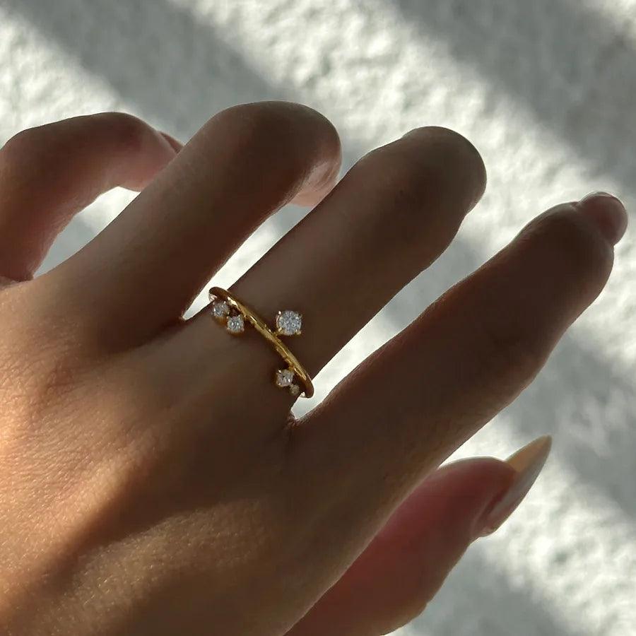 simple style classic style square titanium steel inlay zircon rings - Lilah jewellery boutique 