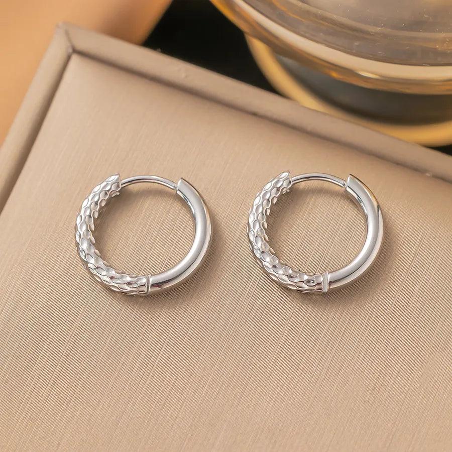 1 Pair Simple Style Geometric Round Solid Color Plating Titanium Steel Earrings Ear Studs - Lilah jewellery boutique 