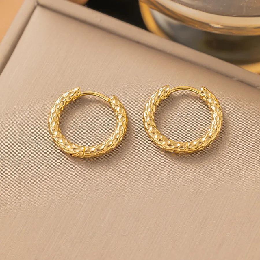 1 Pair Simple Style Geometric Round Solid Color Plating Titanium Steel Earrings Ear Studs - Lilah jewellery boutique 