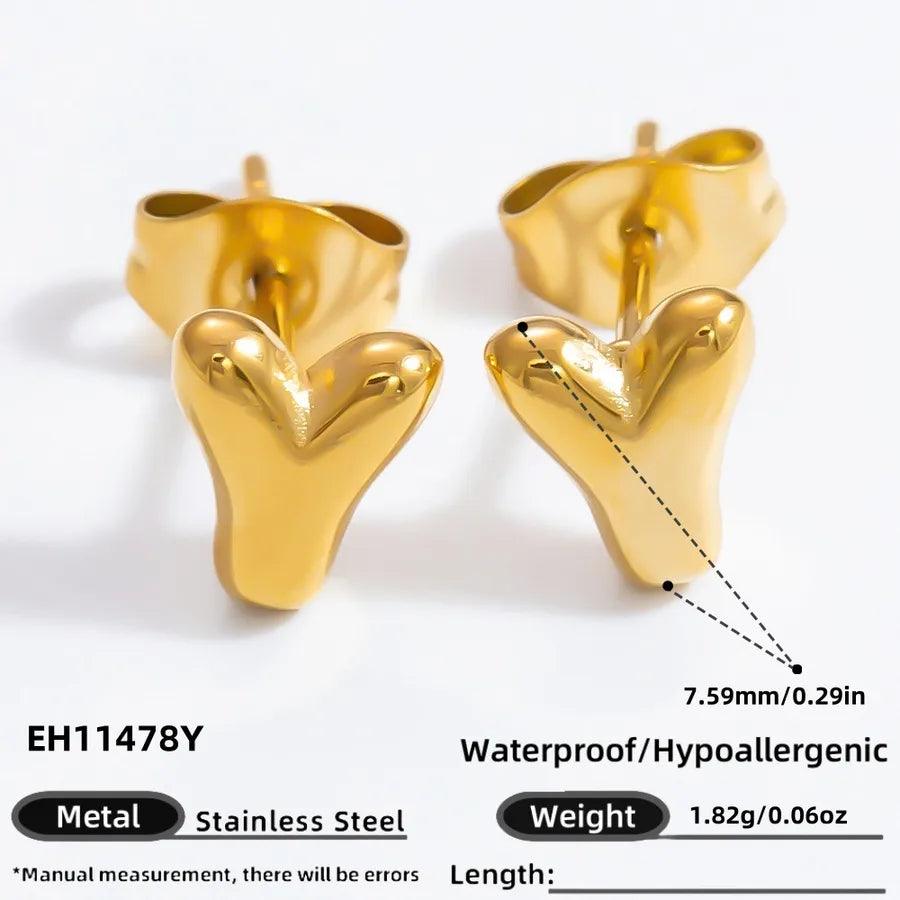 1 Pair Simple Style Letter Plating 304 Stainless Steel 18K Gold Plated Ear Studs - Lilah jewellery boutique 