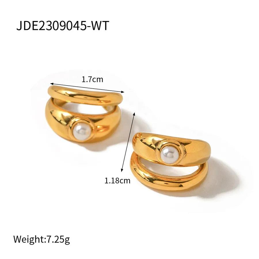 1 Pair Simple Style Classic Style Solid Color Plating 316 Stainless Steel Gold Plated Ear Studs - Lilah jewellery boutique 