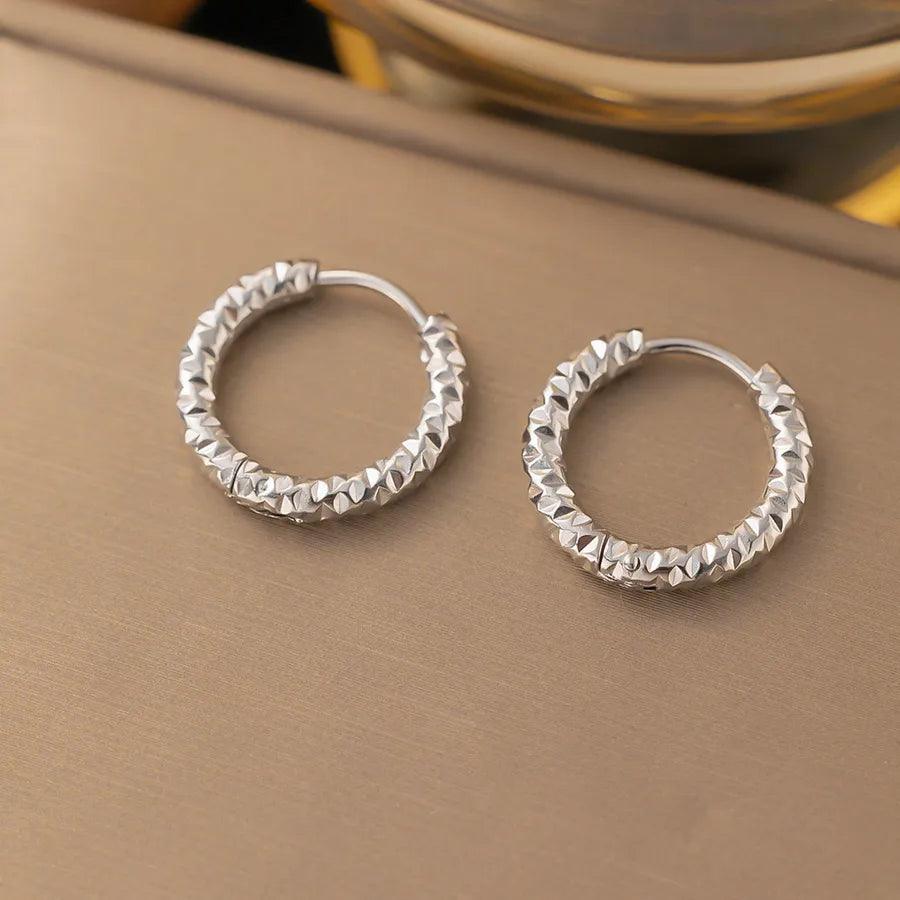 1 Pair Simple Style Geometric Round Solid Color Plating Titanium Steel Earrings Ear Studs - Lilah jewellery boutique 