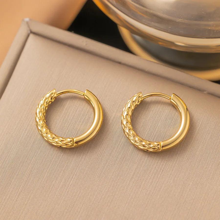 1 Pair Simple Style Geometric Round Solid Color Plating Titanium Steel Earrings Ear Studs - Lilah jewellery boutique 