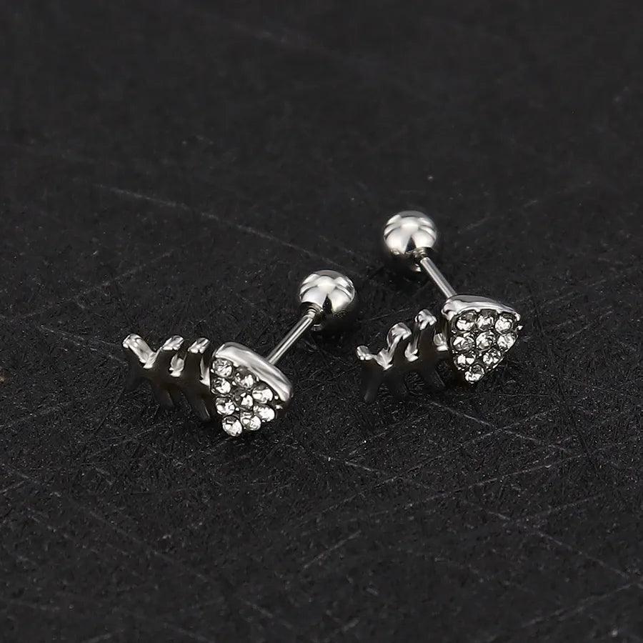 1 Piece Simple Style Commute Geometric Plating Titanium Steel Ear Studs - Lilah jewellery boutique 