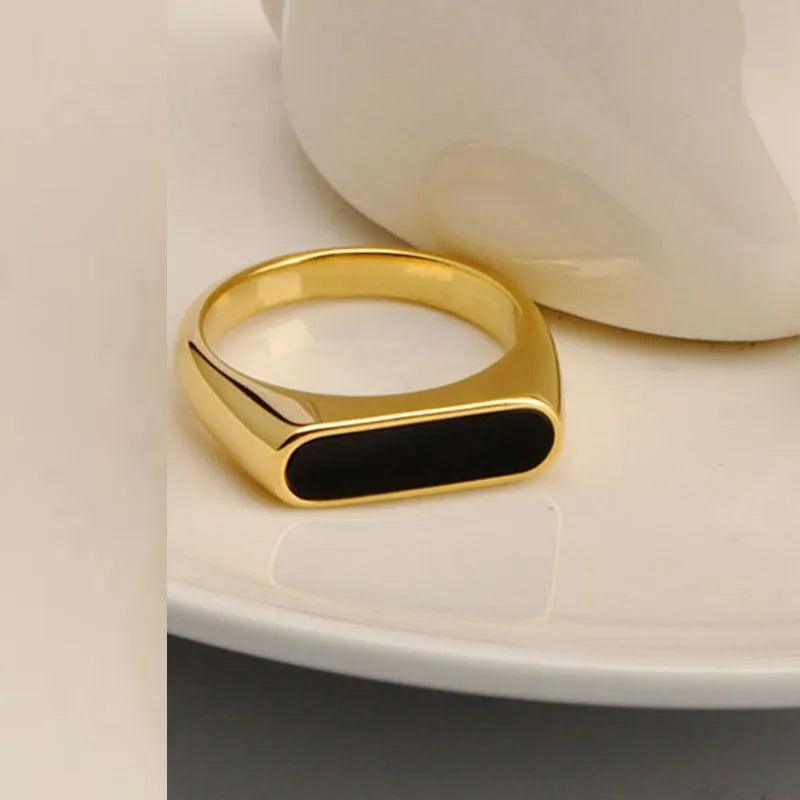 Jewelry Simple Style Geometric Titanium Steel Shell 18K Gold Plated Plating Inlay Rings - Lilah jewellery boutique 