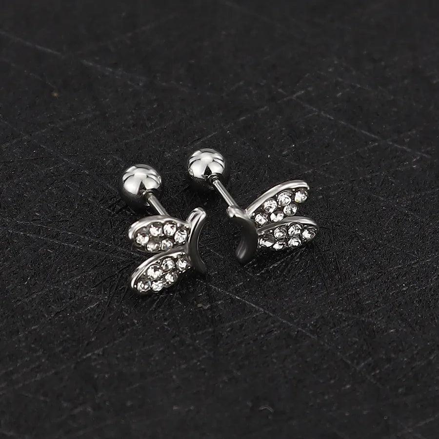 1 Piece Simple Style Commute Geometric Plating Titanium Steel Ear Studs - Lilah jewellery boutique 