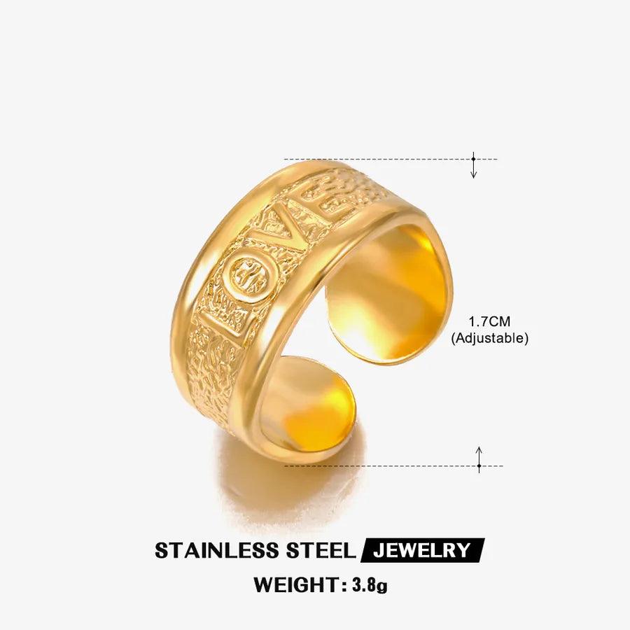 Wholesale Jewelry Hip-Hop Geometric 304 Stainless Steel 18K Gold Plated Plating Open Ring - Lilah jewellery boutique 