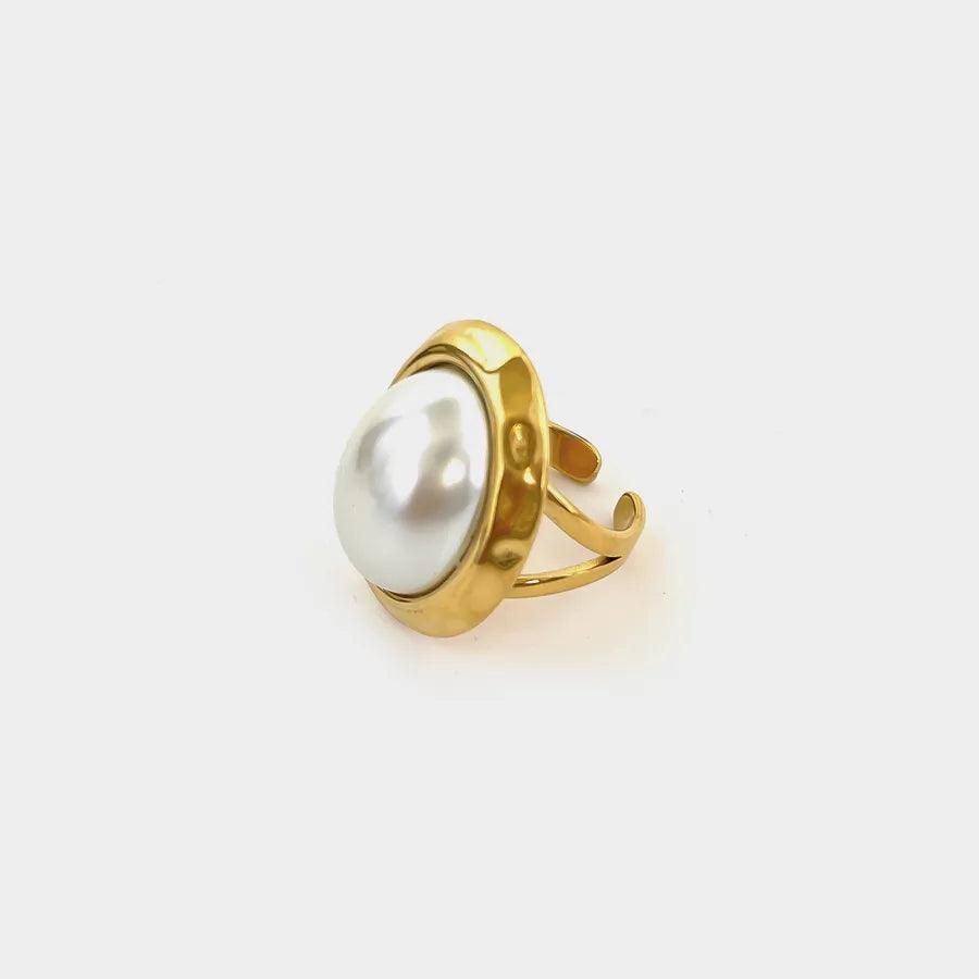 Wholesale Jewelry Casual Elegant Lady Geometric 316L Stainless Steel Imitation Pearl Inlay Rings - Lilah jewellery boutique 