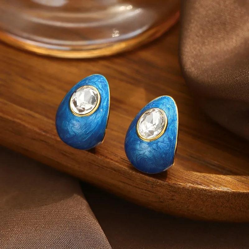 1 Pair Vintage Style Sun Water Droplets Eye 304 Stainless Steel Ear Studs - Lilah jewellery boutique 