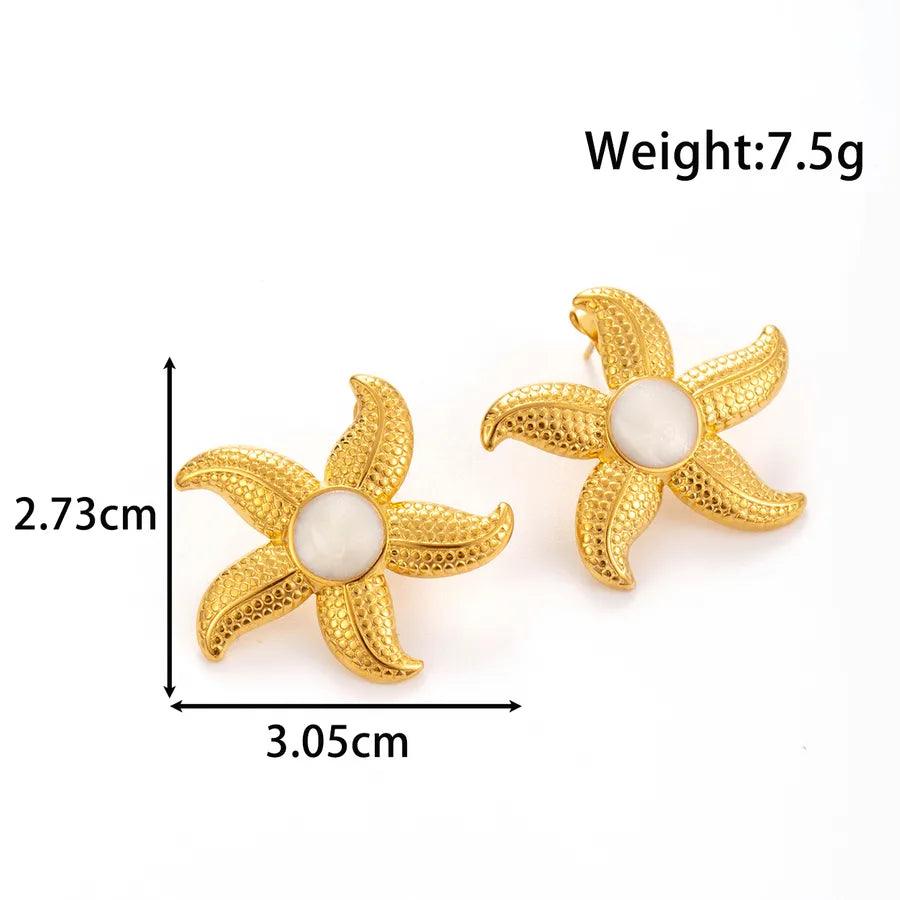 1 Pair Vintage Style French Style Sector Star 304 Stainless Steel Ear Studs - Lilah jewellery boutique 