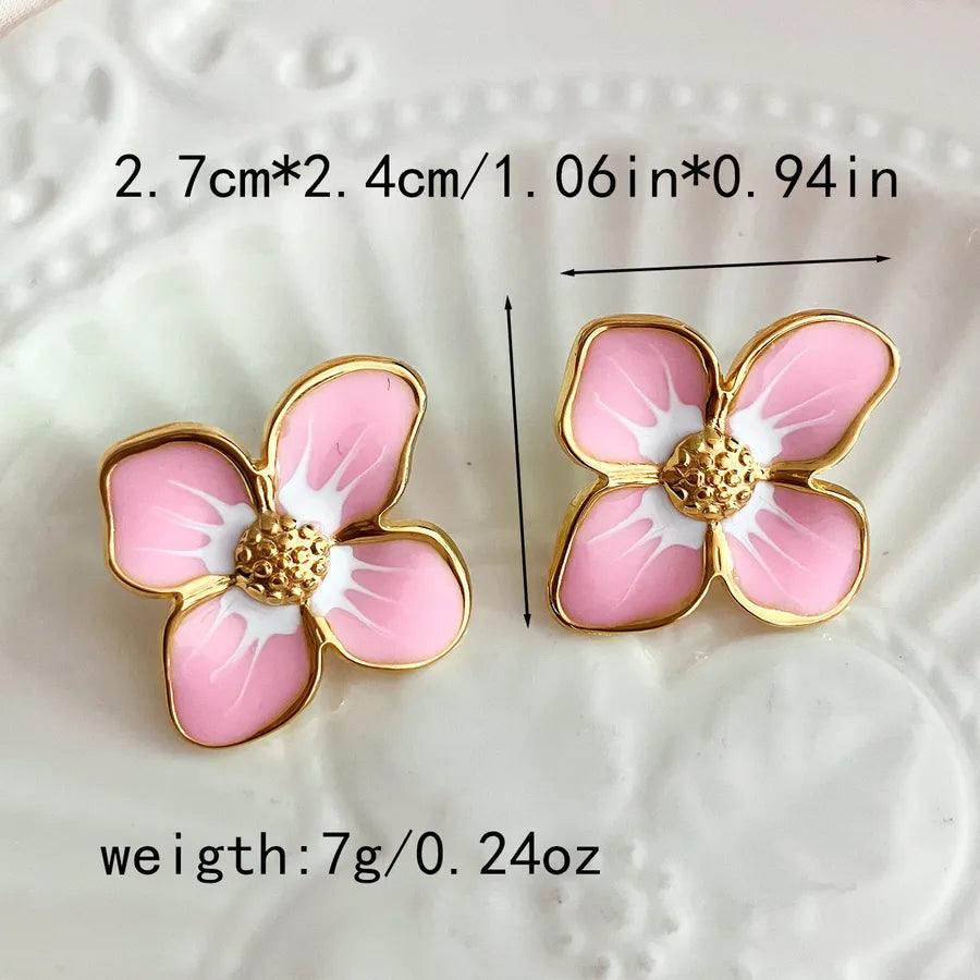 1 Pair Elegant Romantic Flower Plating 304 Stainless Steel 14K Gold Plated Ear Studs - Lilah jewellery boutique 