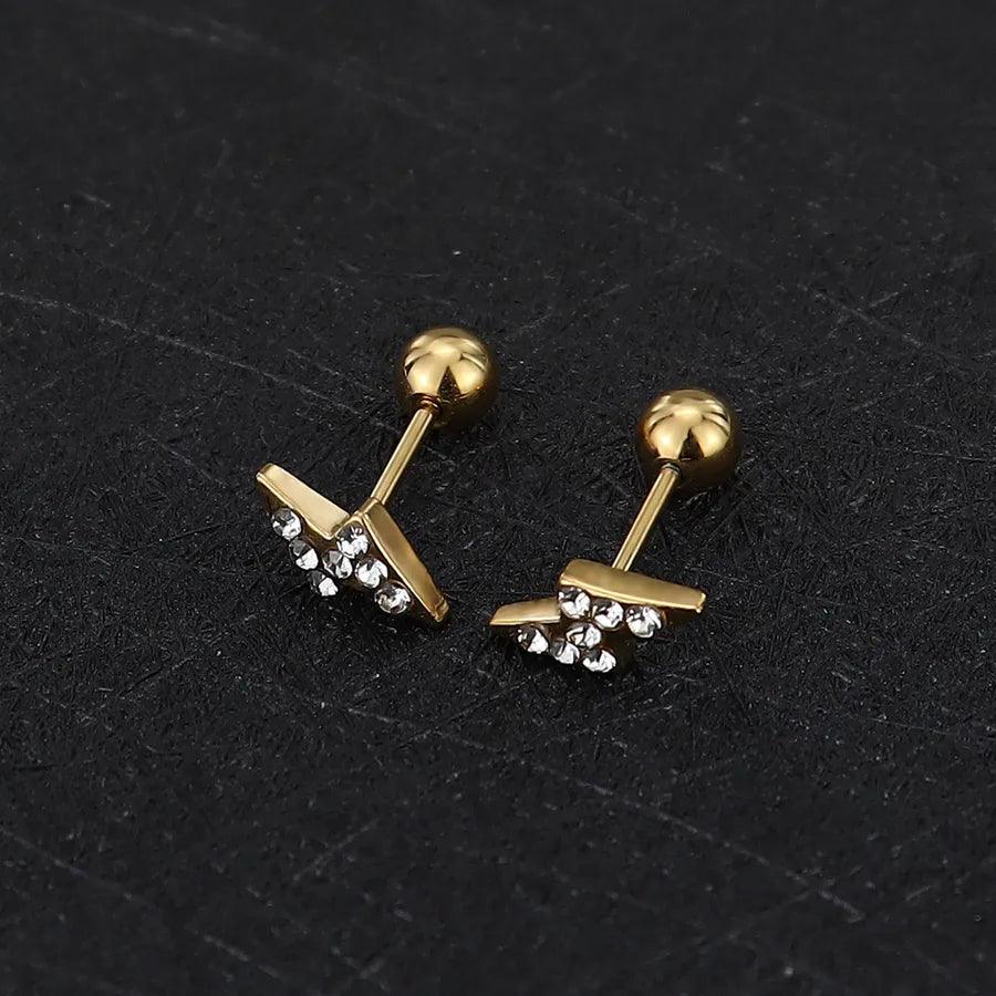 1 Piece Simple Style Commute Geometric Plating Titanium Steel Ear Studs - Lilah jewellery boutique 