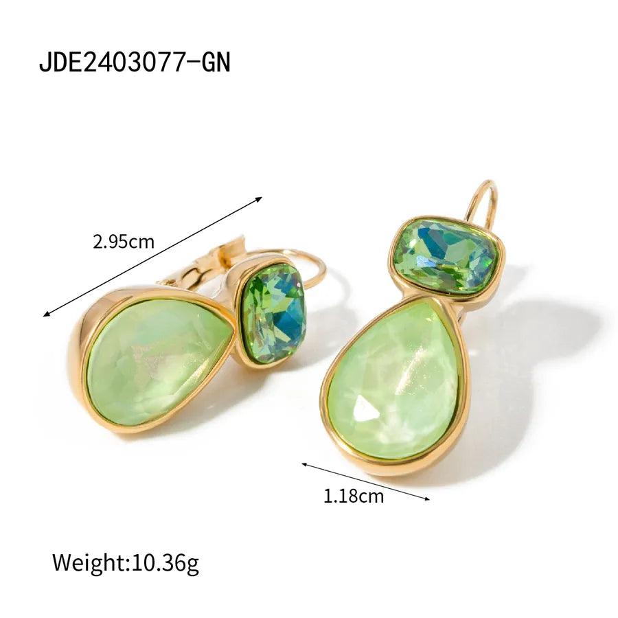 1 Pair IG Style Simple Style Shiny Water Droplets Inlay 304 Stainless Steel Rhinestones 18K Gold Plated Earrings - Lilah jewellery boutique 