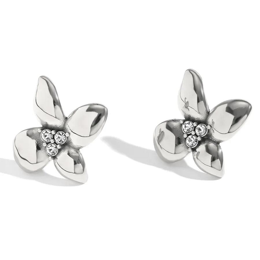 1 Pair Sweet Shiny Flower Inlay 304 Stainless Steel Zircon Ear Studs - Lilah jewellery boutique 