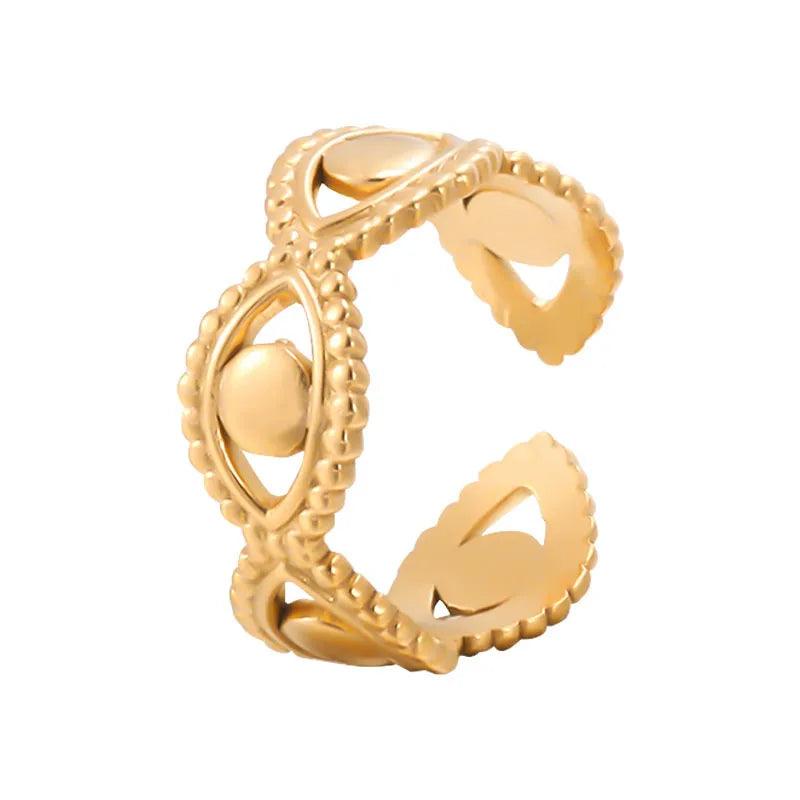 Wholesale Jewelry Fashion Eye 304 Stainless Steel 18K Gold Plated Plating Hollow Out Stainless Steel Rings - Lilah jewellery boutique 