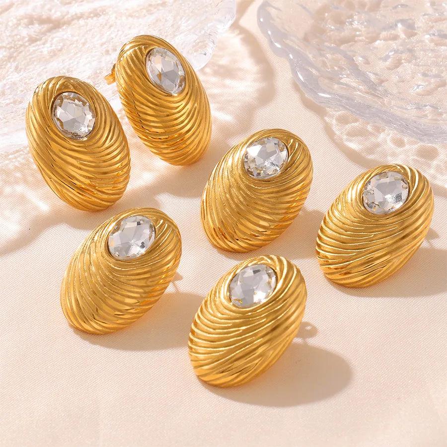 1 Pair Retro Simple Style Classic Style Geometric Titanium Steel 18K Gold Plated Ear Studs - Lilah jewellery boutique 