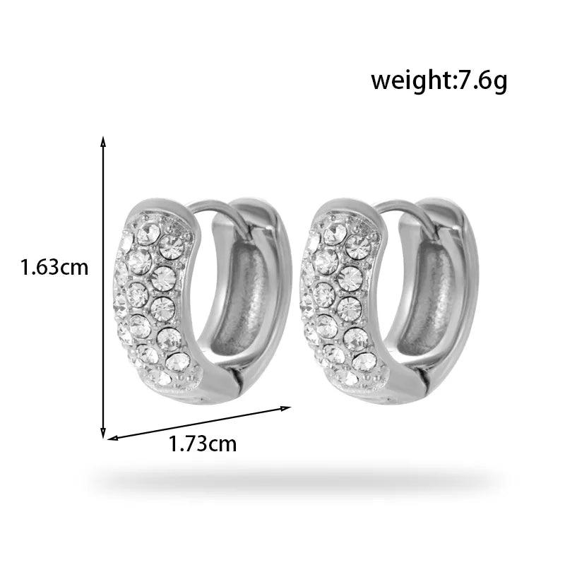 1 Pair French Style Simple Style Korean Style Geometric 304 Stainless Steel Zircon Hoop Earrings Drop Earrings - Lilah jewellery boutique 