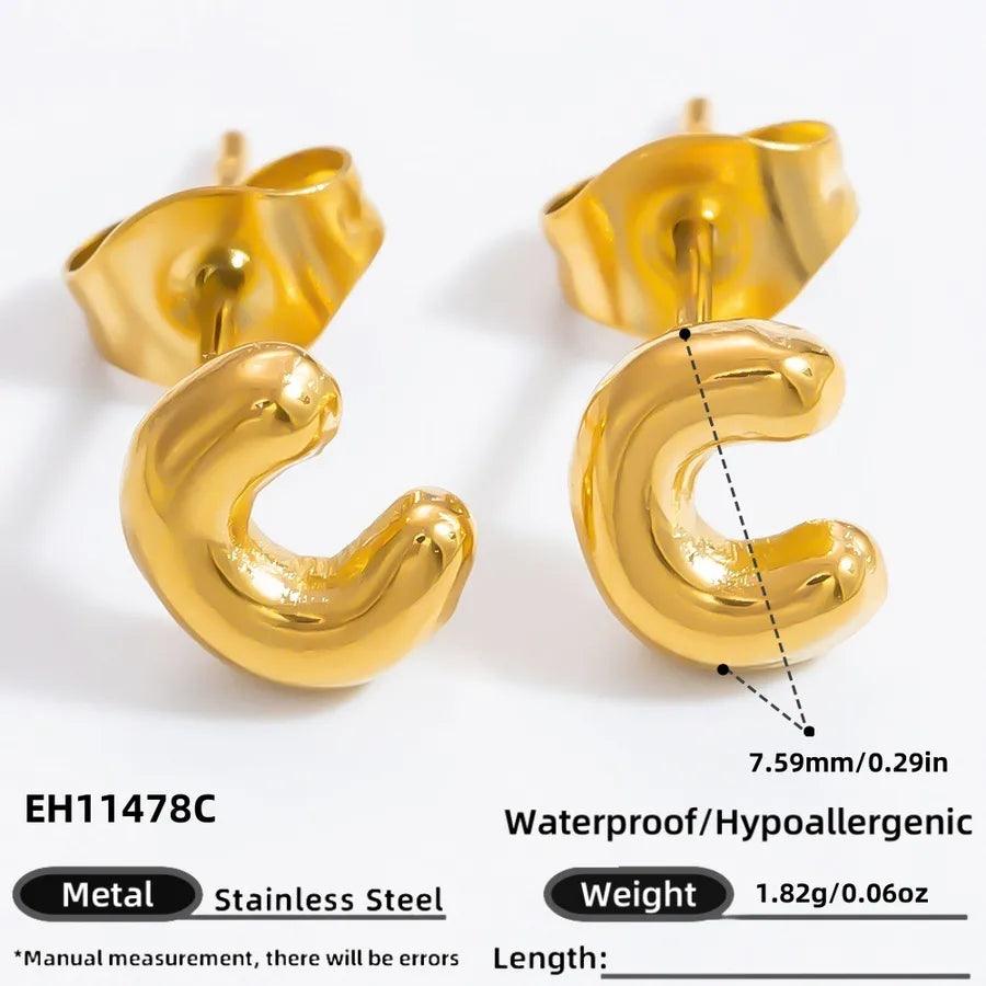 1 Pair Simple Style Letter Plating 304 Stainless Steel 18K Gold Plated Ear Studs - Lilah jewellery boutique 