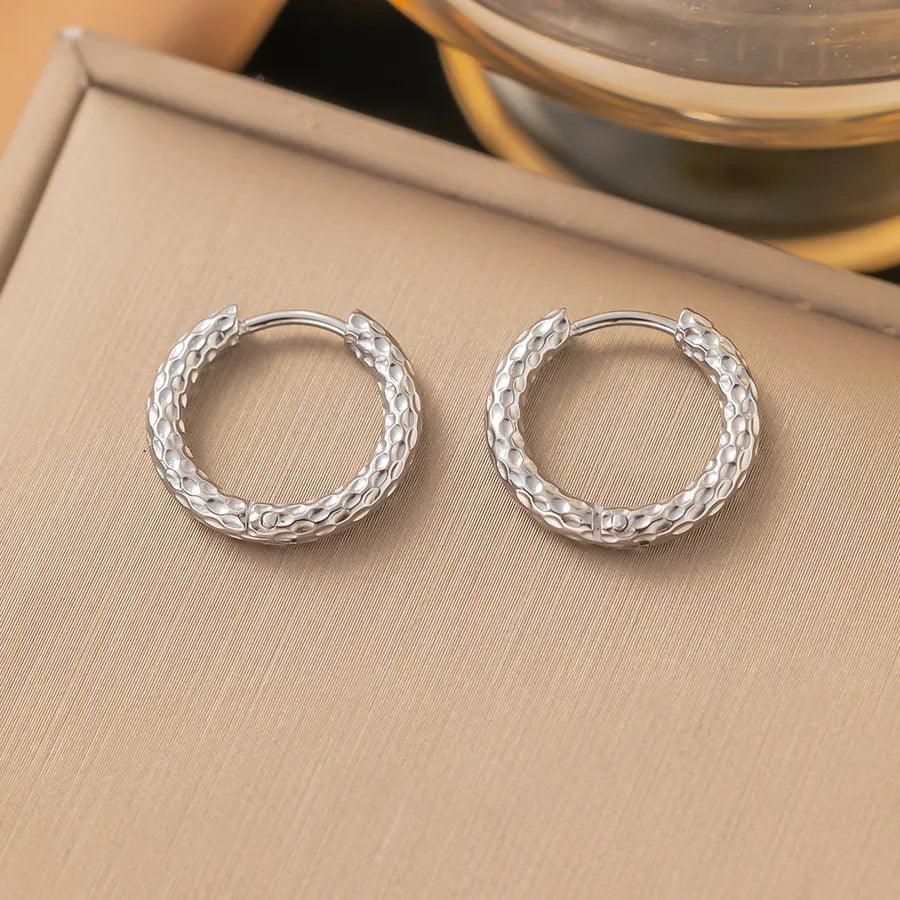 1 Pair Simple Style Geometric Round Solid Color Plating Titanium Steel Earrings Ear Studs - Lilah jewellery boutique 