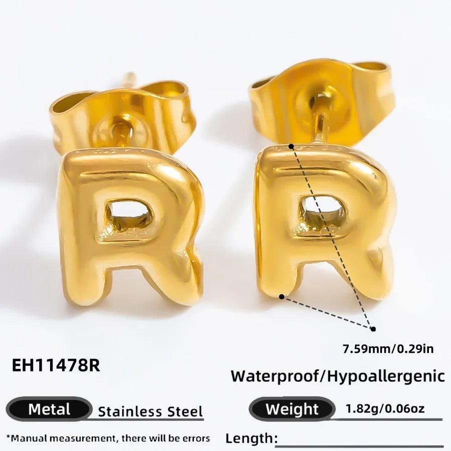 1 Pair Simple Style Letter Plating 304 Stainless Steel 18K Gold Plated Ear Studs - Lilah jewellery boutique 