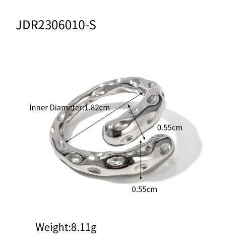 Jewelry Exaggerated Artistic Geometric 304 Stainless Steel Layered Open Rings - Lilah jewellery boutique 