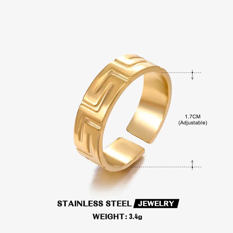 Wholesale Jewelry Hip-Hop Geometric 304 Stainless Steel 18K Gold Plated Plating Open Ring - Lilah jewellery boutique 