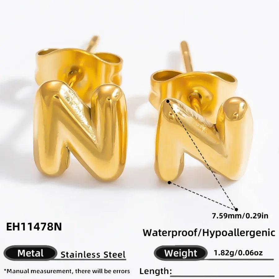 1 Pair Simple Style Letter Plating 304 Stainless Steel 18K Gold Plated Ear Studs - Lilah jewellery boutique 