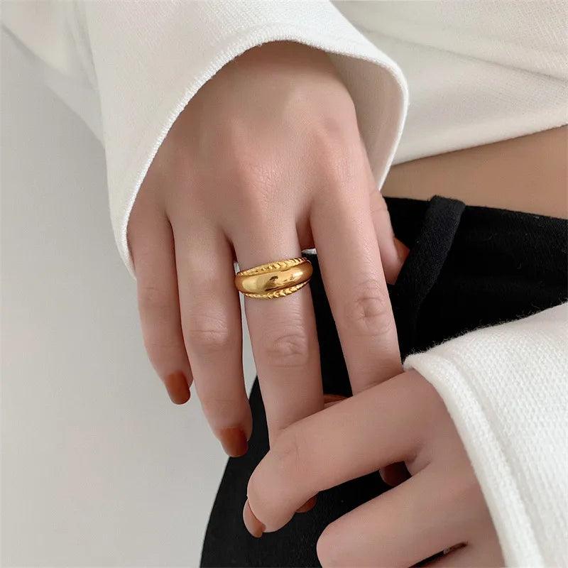 simple style commute solid color stainless steel plating gold plated rings - Lilah jewellery boutique 