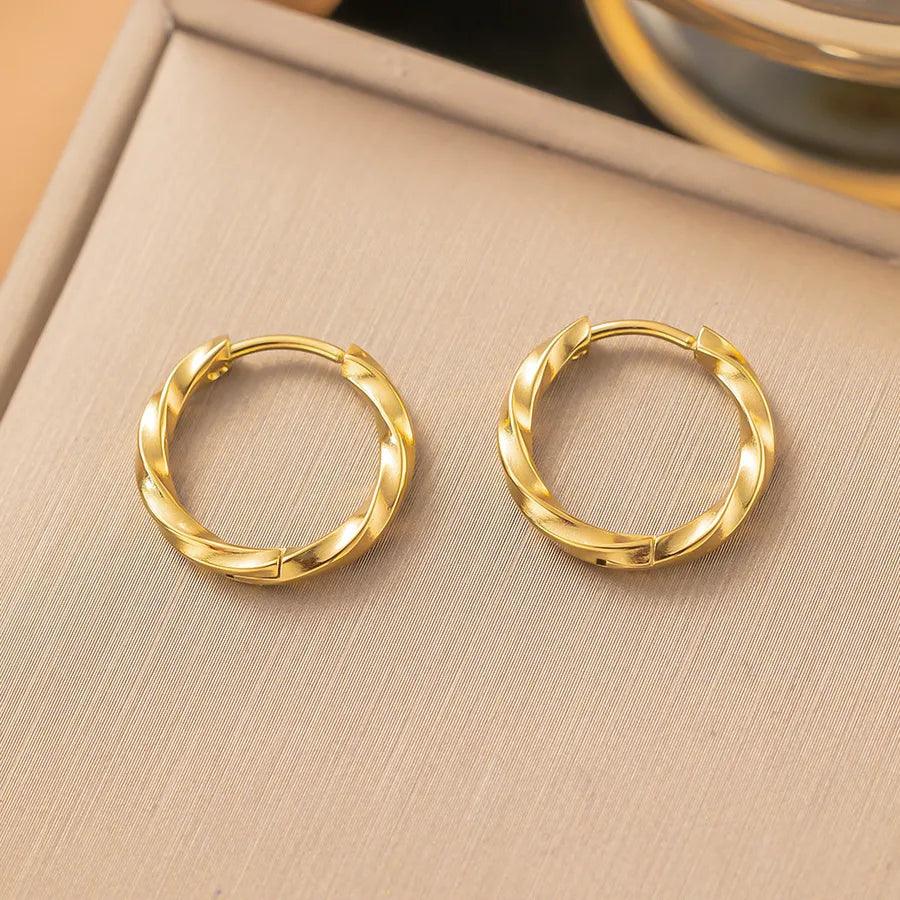 1 Pair Simple Style Geometric Round Solid Color Plating Titanium Steel Earrings Ear Studs - Lilah jewellery boutique 