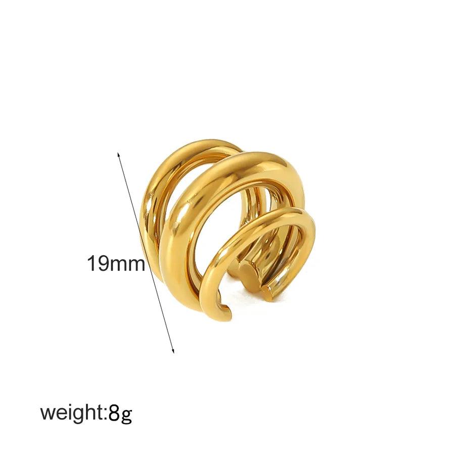 1 Piece Simple Style Classic Style C Shape Solid Color Polishing Plating 304 Stainless Steel 18K Gold Plated Ear Cuffs - Lilah jewellery boutique 