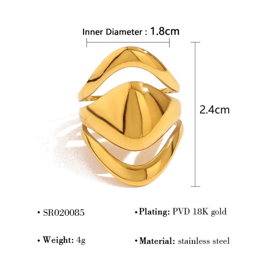 Jewelry Geometric 304 Stainless Steel 18K Gold Plated Open Rings - Lilah jewellery boutique 