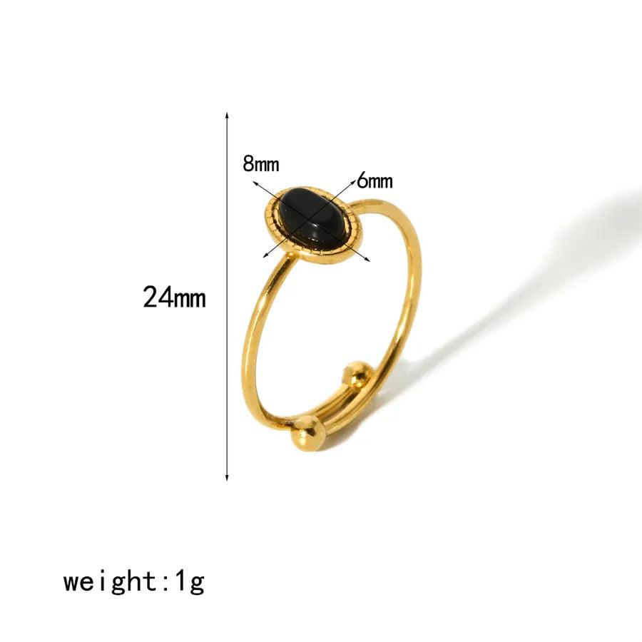 304 Stainless Steel 18K Gold Plated Simple Style Polishing Plating Geometric Adjustable Ring - Lilah jewellery boutique 