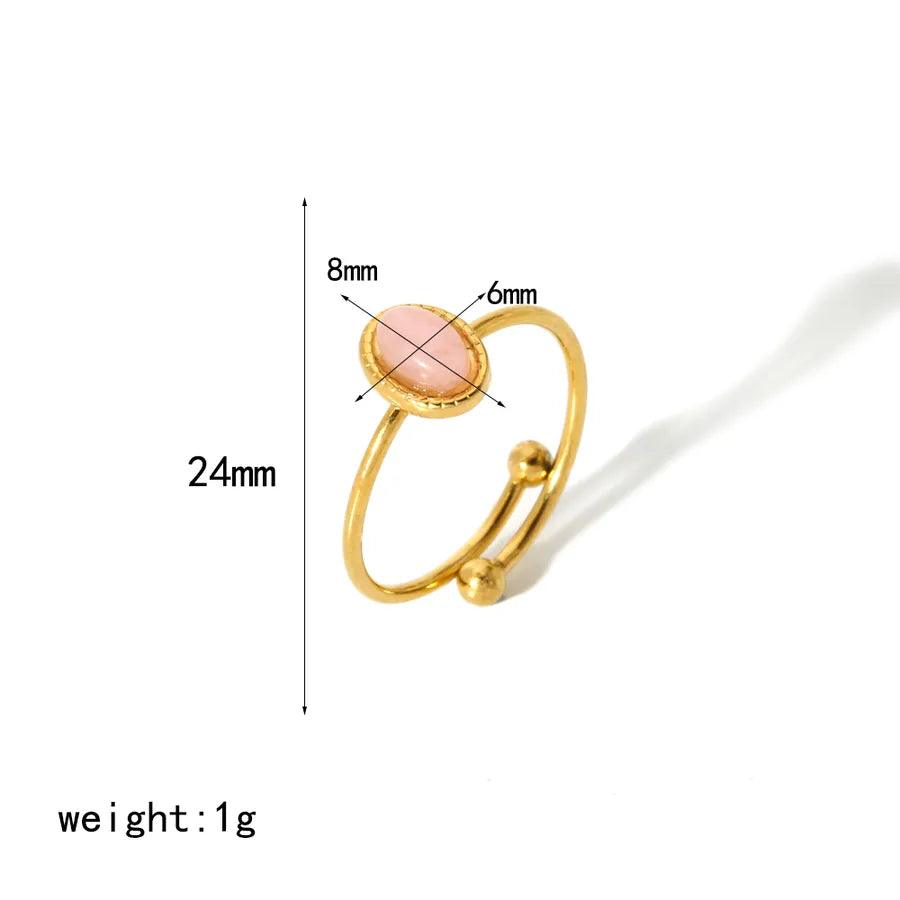 304 Stainless Steel 18K Gold Plated Simple Style Polishing Plating Geometric Adjustable Ring - Lilah jewellery boutique 