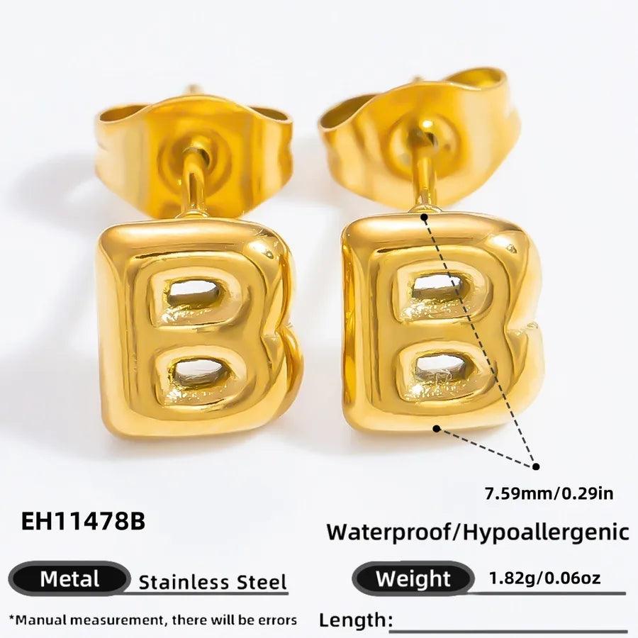 1 Pair Simple Style Letter Plating 304 Stainless Steel 18K Gold Plated Ear Studs - Lilah jewellery boutique 