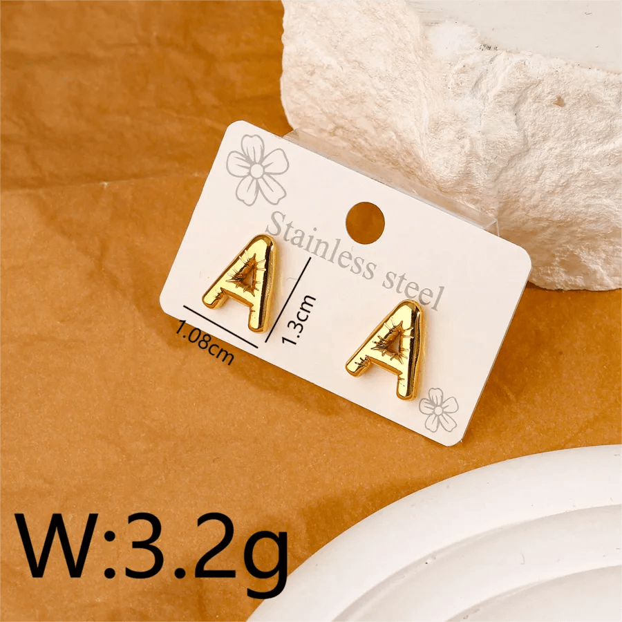 1 Pair Simple Style Letter Polishing Plating 304 Stainless Steel 18K Gold Plated Ear Studs - Lilah jewellery boutique 