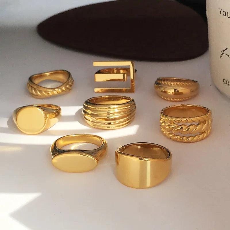 simple style commute solid color stainless steel plating gold plated rings - Lilah jewellery boutique 