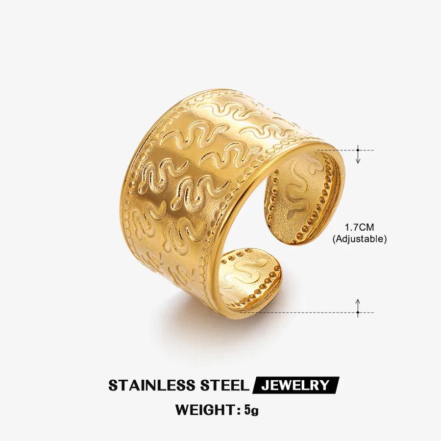 Wholesale Jewelry Hip-Hop Geometric 304 Stainless Steel 18K Gold Plated Plating Open Ring - Lilah jewellery boutique 