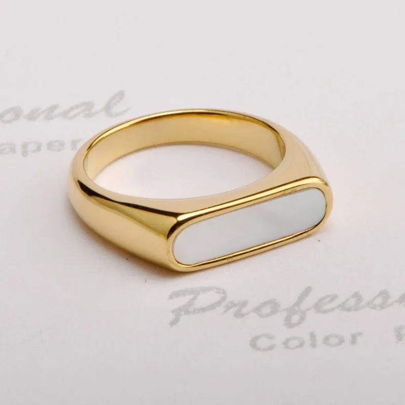 Jewelry Simple Style Geometric Titanium Steel Shell 18K Gold Plated Plating Inlay Rings - Lilah jewellery boutique 