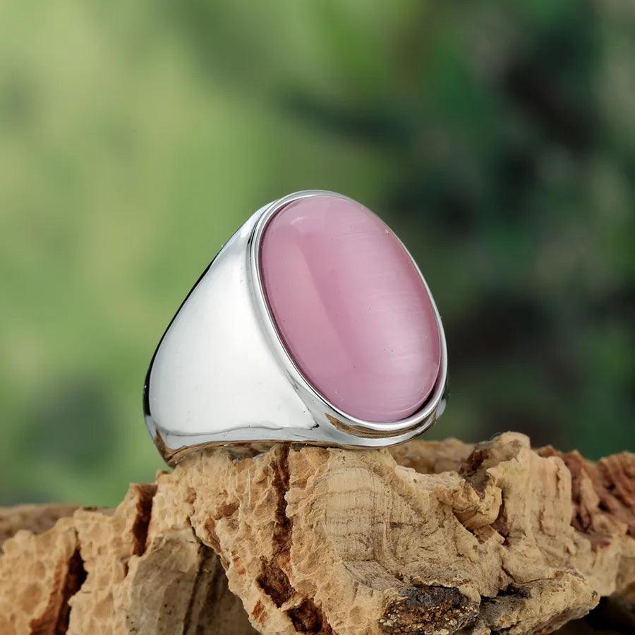 Wholesale Jewelry IG Style Retro Oval 316L Stainless Steel Gem Inlay Rings - Lilah jewellery boutique 