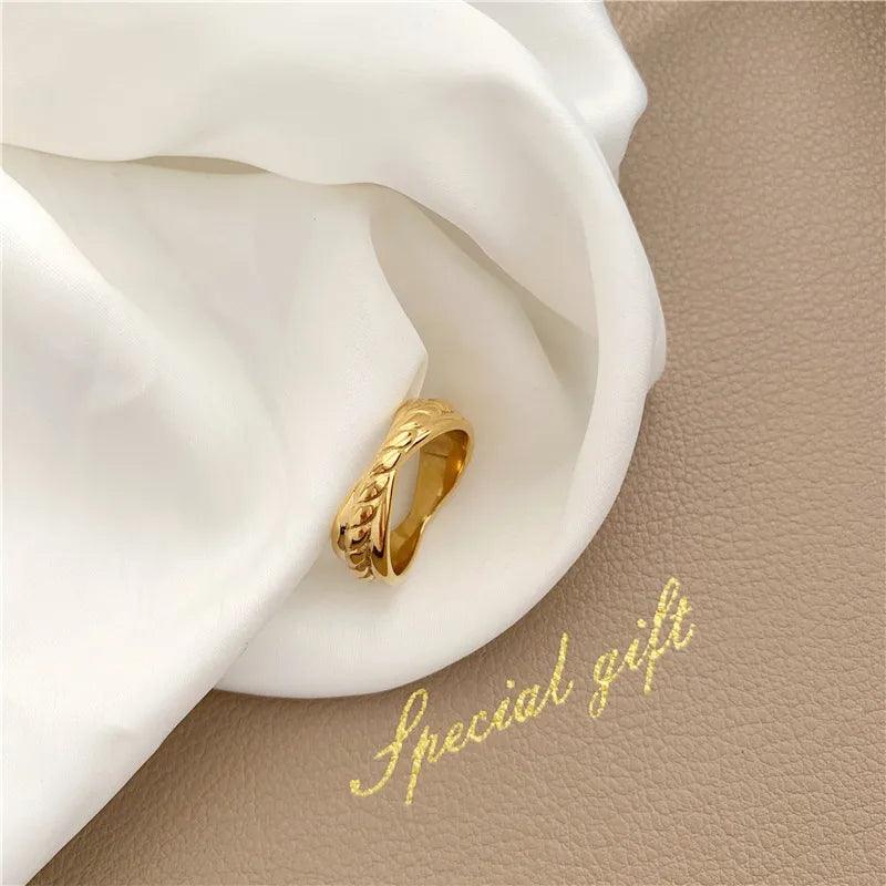 simple style commute solid color stainless steel plating gold plated rings - Lilah jewellery boutique 