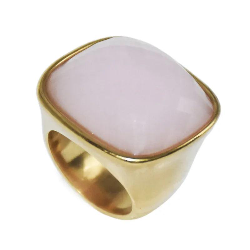 Jewelry Elegant Classic Style Square 304 Stainless Steel Glass Inlay Rings - Lilah jewellery boutique 