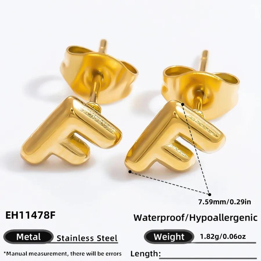 1 Pair Simple Style Letter Plating 304 Stainless Steel 18K Gold Plated Ear Studs - Lilah jewellery boutique 