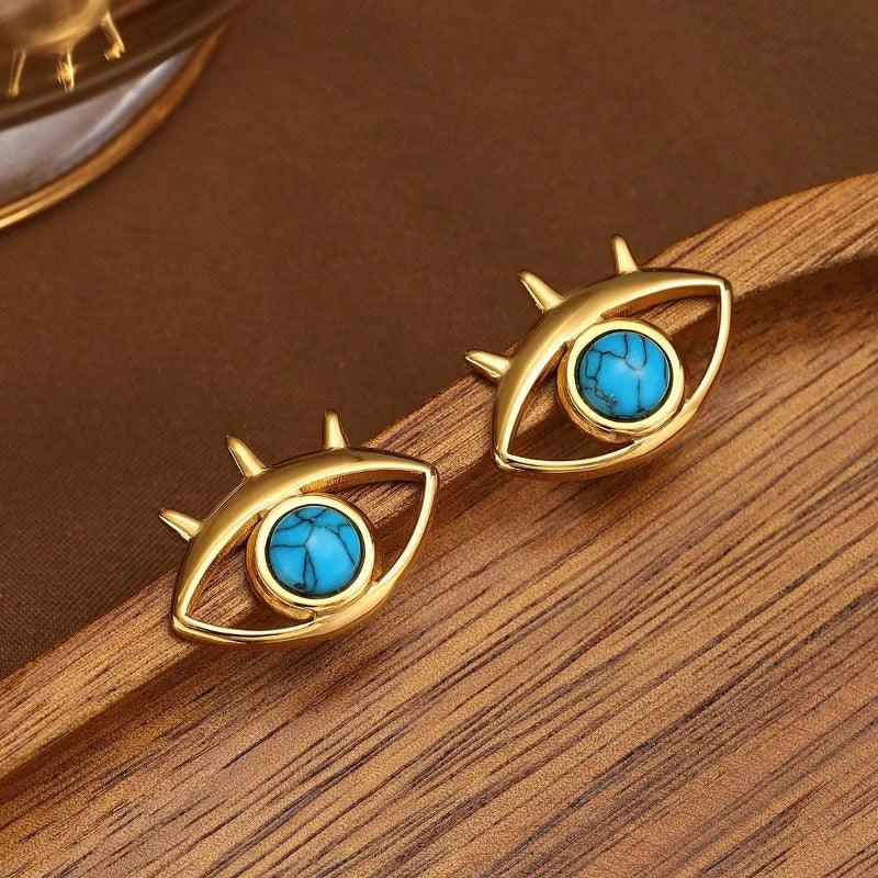 1 Pair Vintage Style Sun Water Droplets Eye 304 Stainless Steel Ear Studs - Lilah jewellery boutique 